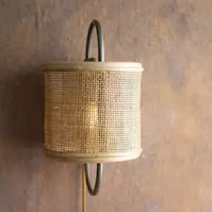 rattan wall sconce light
